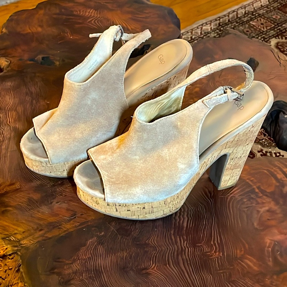 Gap cork and suede mule heels
